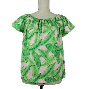The Tiny Tassel Summer 100% Cotton Palm Print Shirt Size S